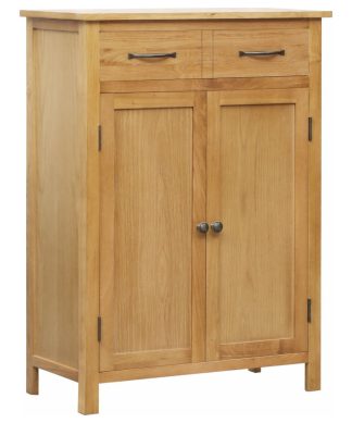 vidaXL Solid Oak Wood Shoe Cabinet 29.9" Storage Side Rack Bench Organizer