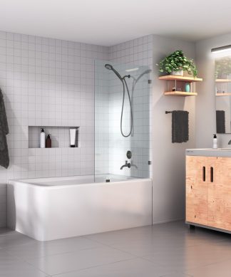58.25"x26" Frameless Shower Bath Fixed Panel, Oil Rubbed Bronze