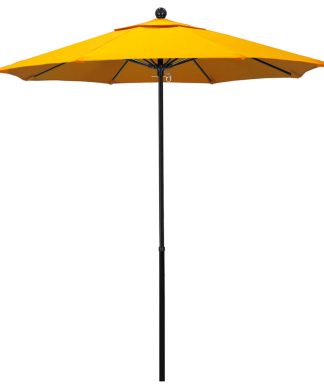 7.5' Black Push Lift Fiberglass Umbrella, Sunflower Yellow Sunbrella