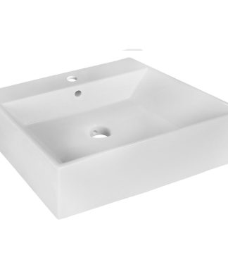 20.5-in. W Above Counter White Vessel For 1 Hole Center Drilling