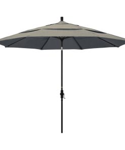 11' Aluminum Umbrella Collar Tilt Matted Black, Sunbrella, Spectrum Dove