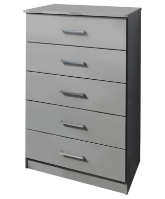 100% Solid Wood Metro 5-Drawer Chest, Gray
