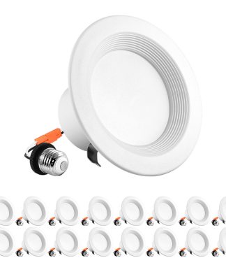 4" LED Recessed Can Light 10W 5 Color Options Dimmable Baffle Trim 16 Pack