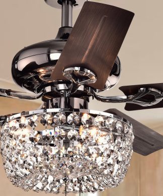 Warehouse Of Tiffany 3-Light Crystal Chandelier 5-Blade Ceiling Fan CFL-8110