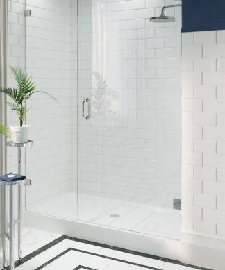 Voltaire 60"x32" Acrylic White, Single-Threshold, Center Drain, Shower Base