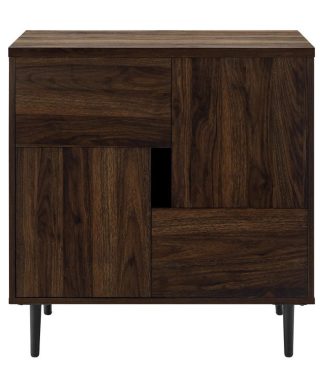 30" Modern Color Pop Accent Cabinet - Dark Walnut/Navy Interior