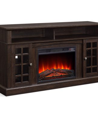 58" TV Stand Entertainment Center With Electric Fireplace, Espresso