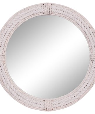 White Wood Coastal Wall Mirror 36" x 3" x 36"