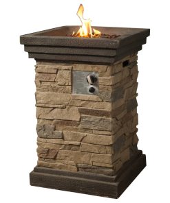 20"Outdoor Square Slate Rock Gas Fire Pit