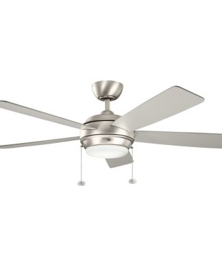 52" Starkk LED Fan, Brushed Nickel/Silver/Walnut Blade