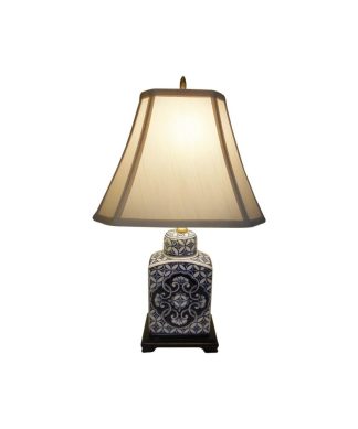 22" Blue and White Porcelain Tea Jar Table Lamp