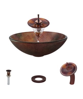 614 Vessel Sink, Oil Rubbed Bronze, Waterfall Faucet
