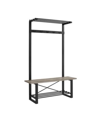 72" Urban Blend metal and wood Hall Tree - Gray Wash