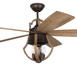 56" Bronze Ceiling Fan with Blades and LED Light - Craftmade Winton WIN56ABZWP5