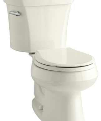 Wellworth 2-Piece Round-Front Toilet, Left-Hand Trip Lever, Biscuit