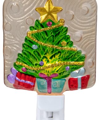 4" Green and Gold Christmas Tree Night Light