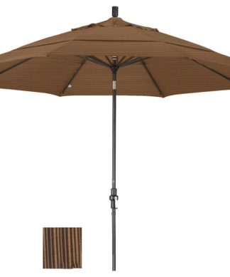 11 Foot Olefin Aluminum Crank Lift Collar Tilt Market Umbrella, Bronze Pole