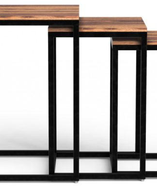 3-Piece Set Squared Off Natural Wood Nesting End Tables