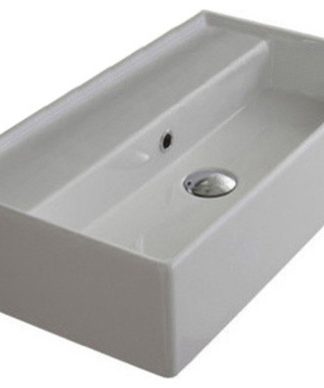 16.1" White Ceramic Wall Mounted/Vessel Sink, No Hole