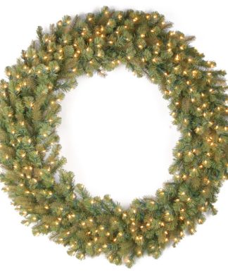 60" "Feel-Real" Downswept Douglas Fir Wreath With 300 Warm White LED Lights