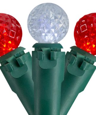 50 Count Red and White LED G12 Berry Christmas Lights 15.9' Green Wire
