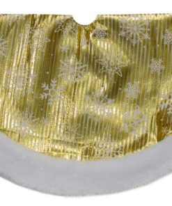 20" Gold and White Metallic Snowflake Print Mini Christmas Tree Skirt