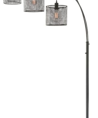 3-Lite Arch Lamp, Black/Mesh Metal Shade, E27 Vintage 40Wx3