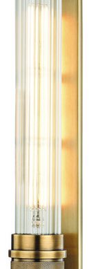 Wall Sconce 1-Light With Aged Brass Finish, Knurled Brass Glass, LED, 3", 6W