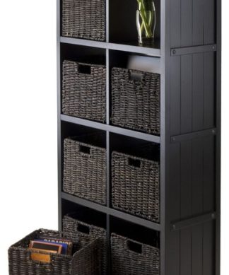Winsome Wood 9-Pc Wainscoting Panel Shelf 4 X 2 Slots With 8 Baskets