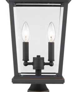 Z-Lite 568PHBR-533PM-ORB Beacon - 21.25" Two Light Outdoor Pier Mount