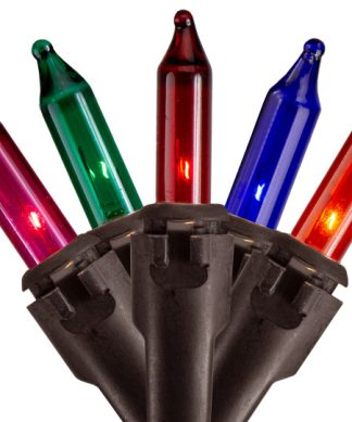 100ct Multi-Color Mini Christmas Lights, 35ft Brown Wire