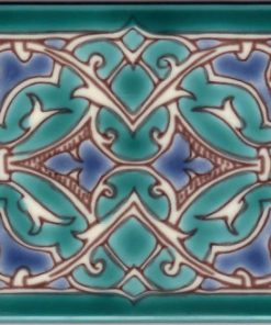3.94"x7.87" Nozha Vert Border Handpainted Ceramic Tile, Set Of 10