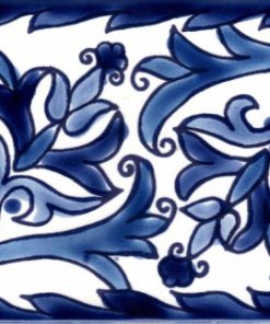 3.94"x7.87" Samarra Blue Border Handpainted Ceramic Tile, Set Of 10