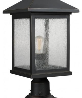 Portland Outdoor Pier Fixture, 1-Light, Oil Rubbed Bronze, Seedy Shade, 20.5"H
