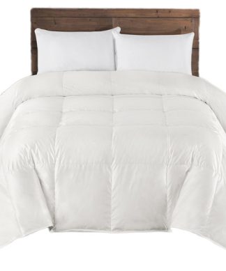 White Cotton Silk Goose Down Comforter, Full/Queen