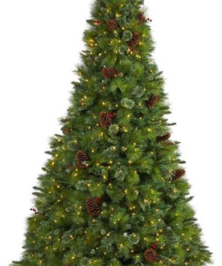7? Montana Mixed Pine Christmas Tree / Pine Cones Berries / 500 Clear LED Lights