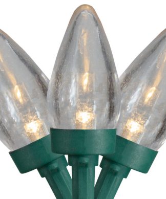 50 Count Warm White LED C7 Christmas Lights 20.25' Green Wire