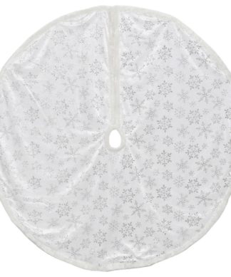 48" Silver and White Snowflakes Christmas Tree Skirt