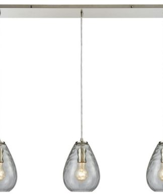 3 Light Linear Mini Pendant Light Clear Water Glass Clear Water 3 Light Linear