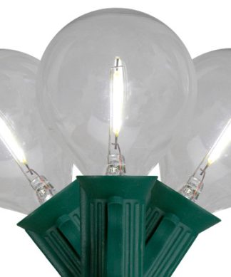 10ct Pure White LED G50 Globe Christmas Light Set 10ft Green Wire