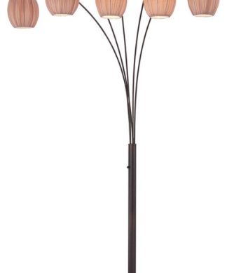 5-Lite Arch Lamp, Copper Bronze L.Brown Shade, E27 A 60Wx5