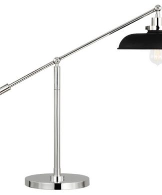Wellfleet One Light Desk Lamp, Midnight Black and Polished Nickel