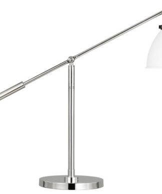 Wellfleet One Light Desk Lamp, Matte White and Polished Nickel