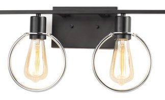 Volta 4-Light Bath Bar, Matte Black With Chrome Ring Finish