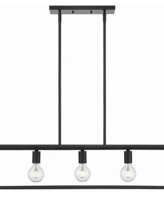 5-Light Linear Black Pendant With Black Accents