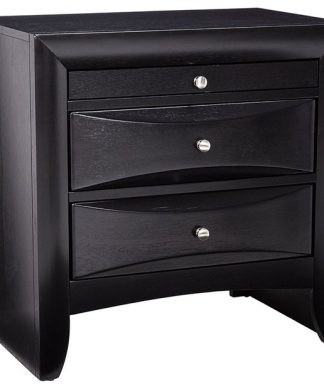 Wooden 2 Drawer Nightstand with tray, Black