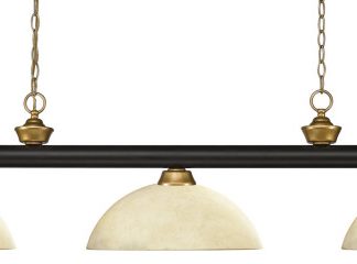 Z-Lite 200-3BRZ+SG-DGM14 Three Light Billiard Light Riviera Bronze / Satin Gold