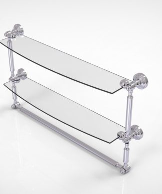 Waverly Place 24" 2-Tiered Glass Shelf, Integrated Towel Bar, Polished Chrome