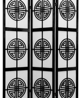6' Tall Long Life Shoji Screen, 3 Panel, Black