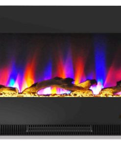 42" Color Changing Wall Mount Fireplace With Logs